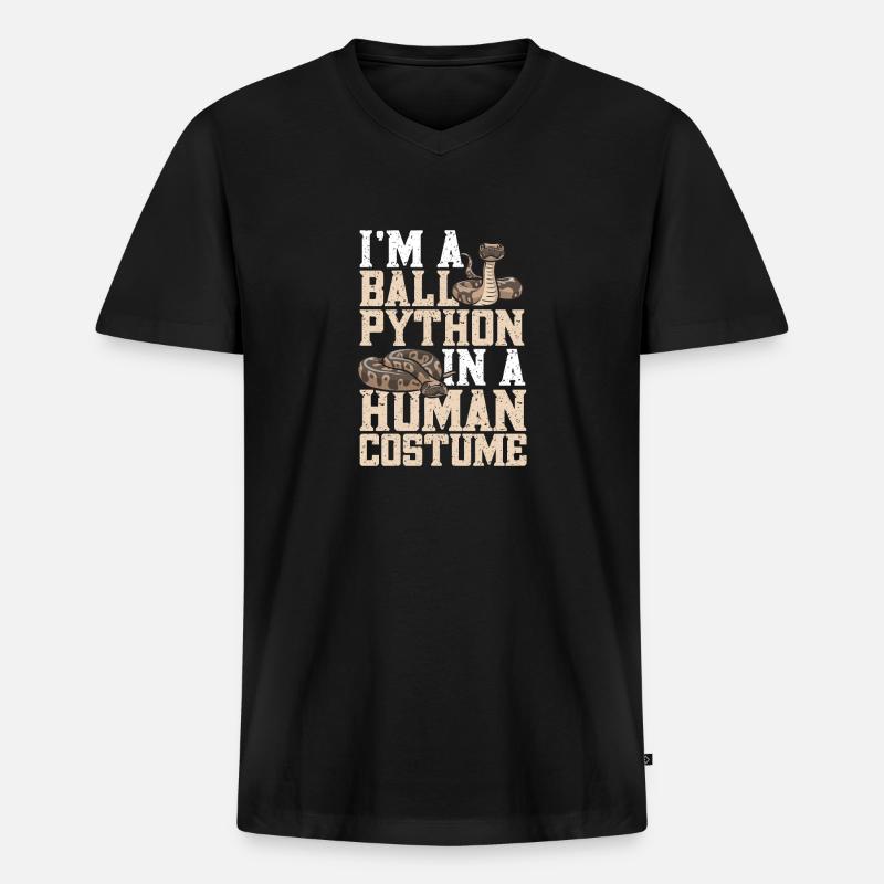 Ball Python Schlange Königspython - Männer Premium Bio T-Shirt mit V-Ausschnitt - Schwarz