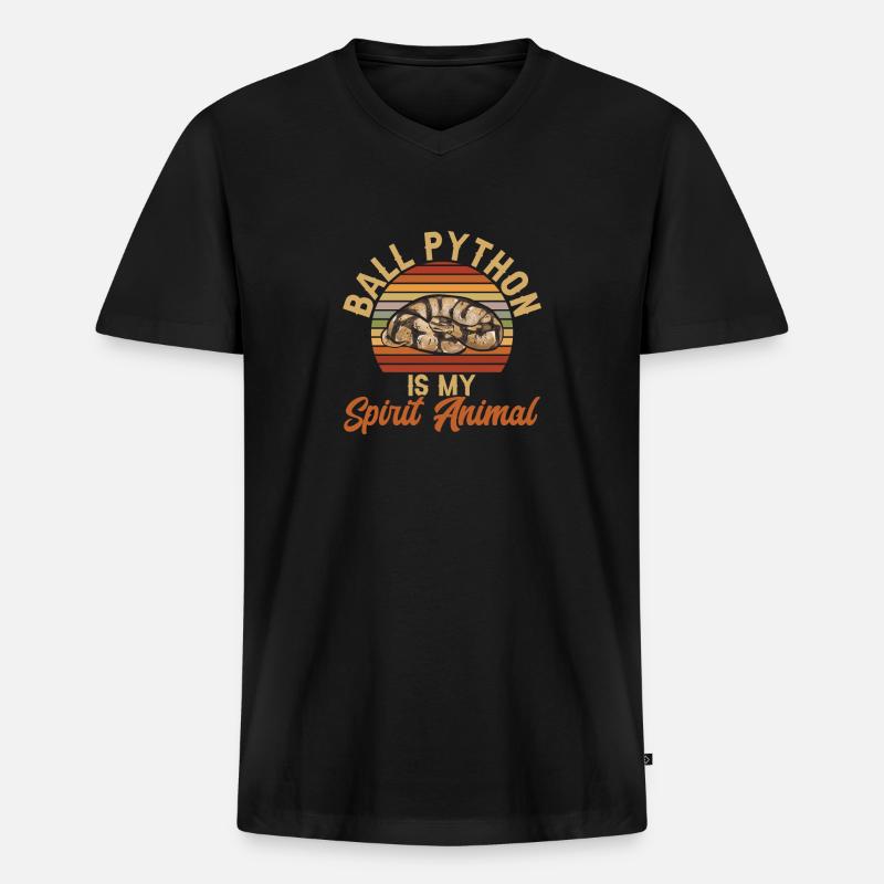 Ball Python Snake King Python - T-shirt encolure en V Premium bio Homme - noir