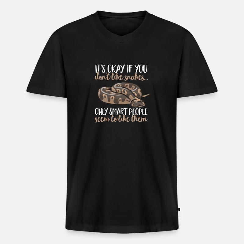 Ball Python Snake King Python - T-shirt encolure en V Premium bio Homme - noir