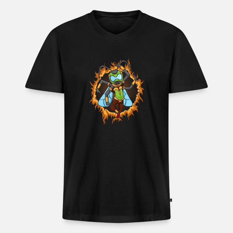 Der Kriegerfliege - Männer Premium Bio T-Shirt mit V-Ausschnitt - Schwarz
