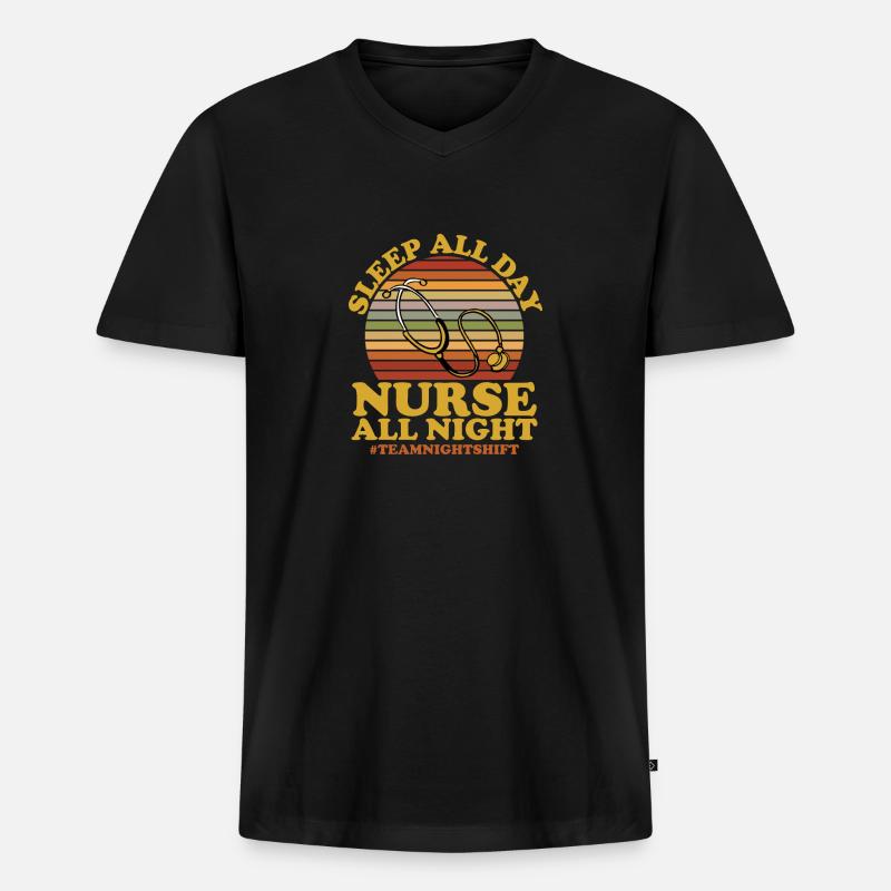 Nachtschicht Krankenschwester - Männer Premium Bio T-Shirt mit V-Ausschnitt - Schwarz