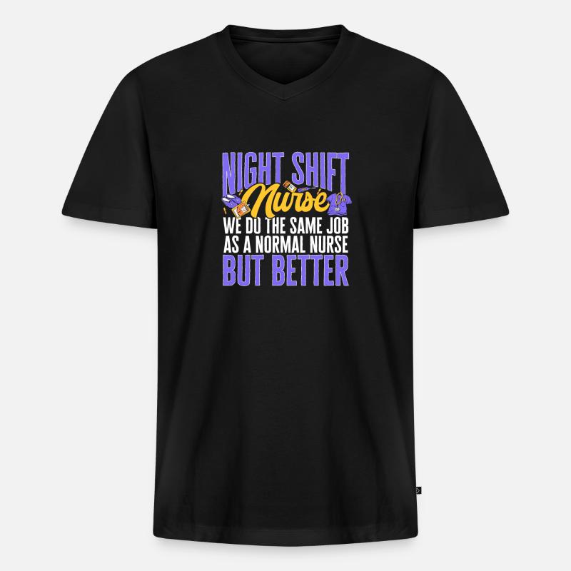 Nachtschicht Krankenschwester - Männer Premium Bio T-Shirt mit V-Ausschnitt - Schwarz
