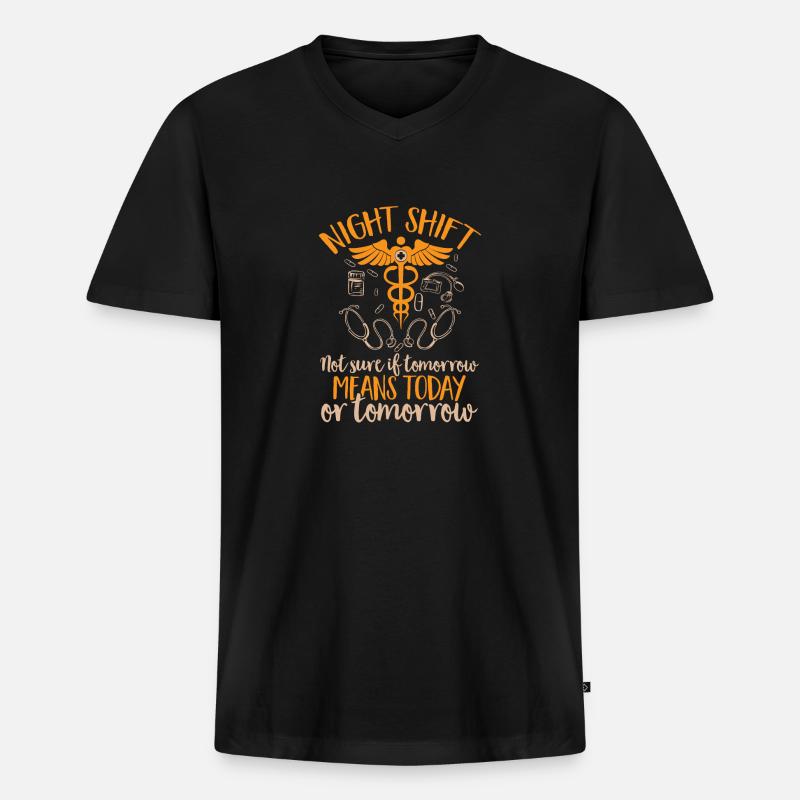 Nachtschicht Krankenschwester - Männer Premium Bio T-Shirt mit V-Ausschnitt - Schwarz