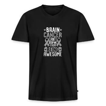 Hirntumor Graues Band Chemotherapie Spread - Männer Premium Bio T-Shirt mit V-Ausschnitt - Schwarz - Vorne - Nico (187cm)