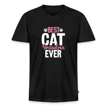 Beste Katze Oma aller Zeiten Pelz Oma Lustiges Kätzchen - Männer Premium Bio T-Shirt mit V-Ausschnitt - Schwarz - Vorne - Nico (187cm)