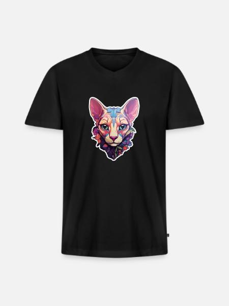 Sphynx Cat Head - Men's Premium Organic T-shirt with V-neck - black