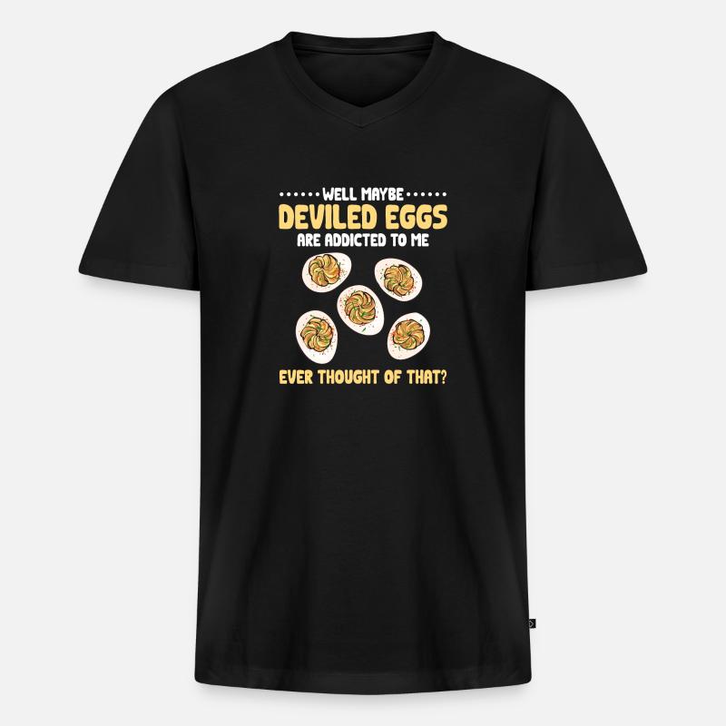 Gefüllte Eier Deviled Eggs - Männer Premium Bio T-Shirt mit V-Ausschnitt - Schwarz