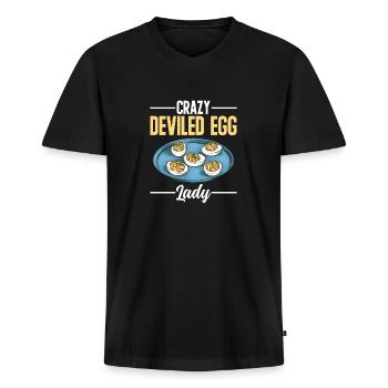 Gefüllte Eier Deviled Eggs - Männer Premium Bio T-Shirt mit V-Ausschnitt - Schwarz - Vorne - Nico (187cm)