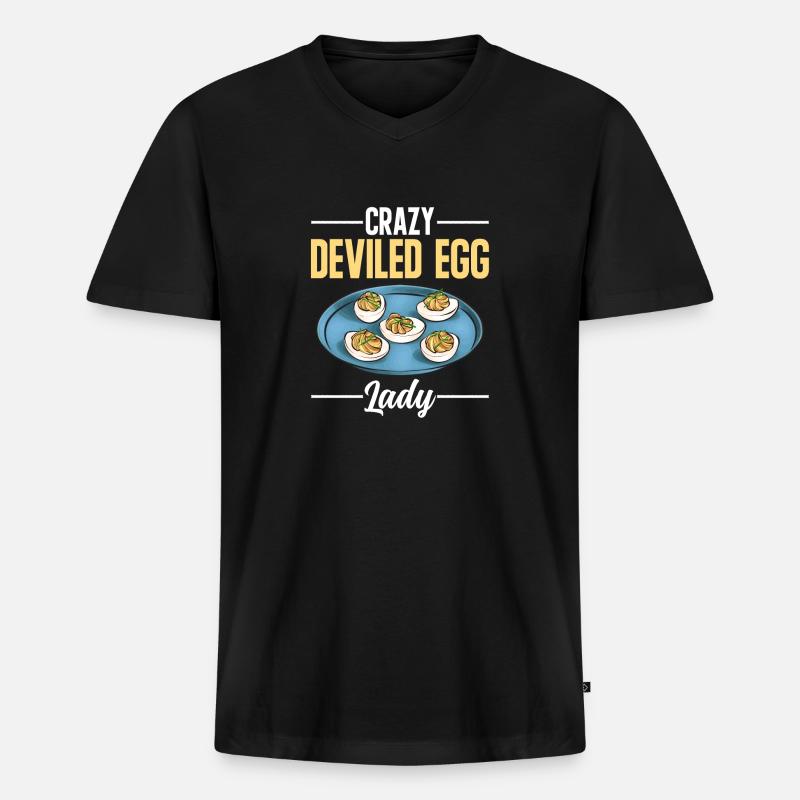 Gefüllte Eier Deviled Eggs - Männer Premium Bio T-Shirt mit V-Ausschnitt - Schwarz