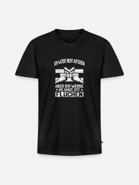Never give up, swear creatively! - Men's Premium Organic T-shirt with V-neck - black
