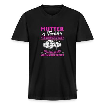 Mutter & Tochter Zusammen unschlagbar - Männer Premium Bio T-Shirt mit V-Ausschnitt - Schwarz - Vorne - Nico (187cm)