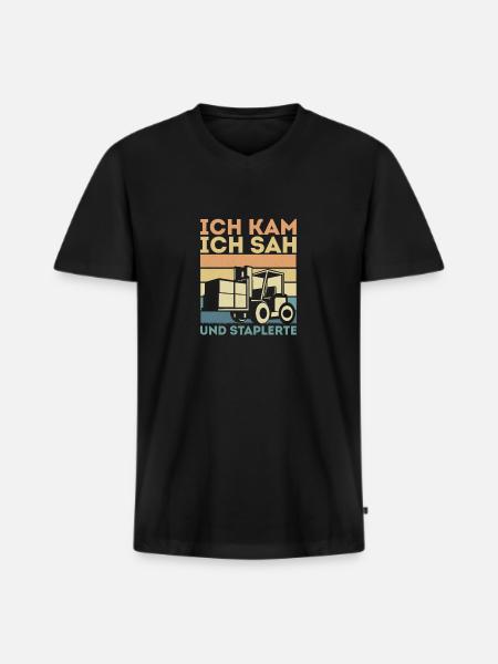 Gabelstaplerfahrer Lagerist Lagerarbeiter - Männer Premium Bio T-Shirt mit V-Ausschnitt - Schwarz