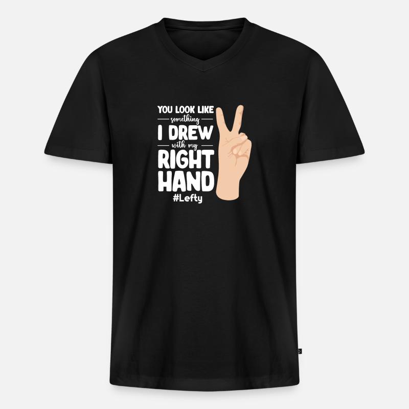 Linkshänder - Männer Premium Bio T-Shirt mit V-Ausschnitt - Schwarz