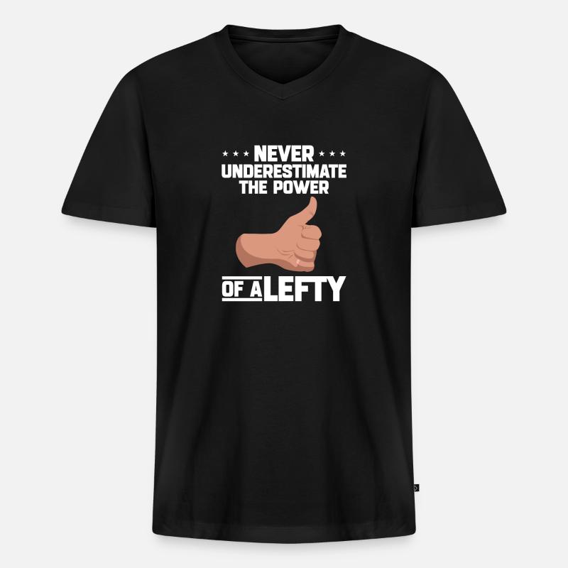Linkshänder - Männer Premium Bio T-Shirt mit V-Ausschnitt - Schwarz
