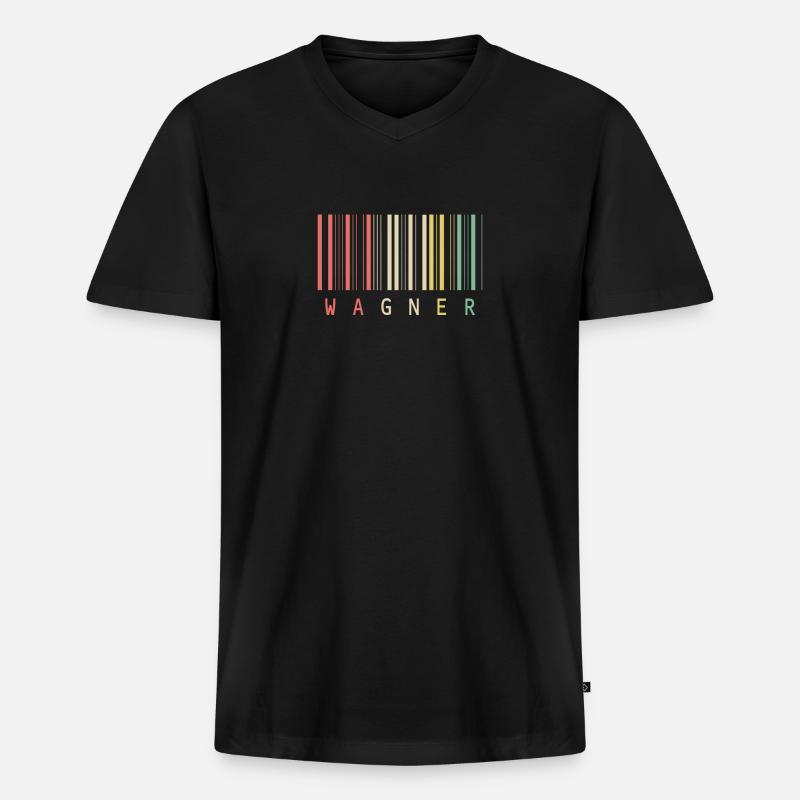 Wagner Unique Barcode Style Name - Männer Premium Bio T-Shirt mit V-Ausschnitt - Schwarz