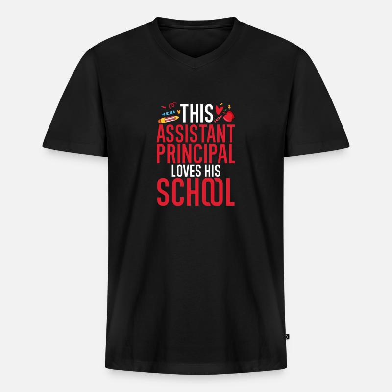Stellvertretender Schulleiter - Männer Premium Bio T-Shirt mit V-Ausschnitt - Schwarz