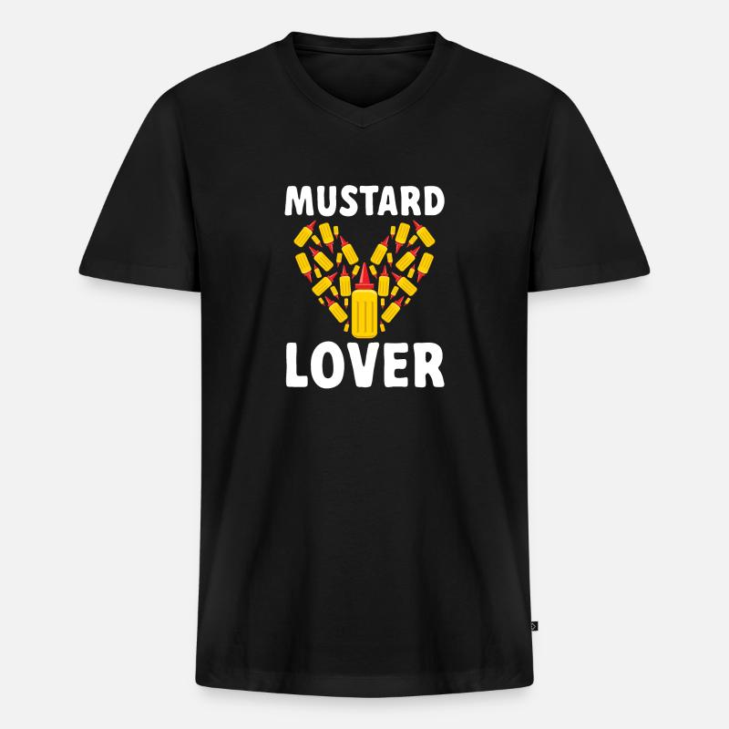 Senf Mustard - Männer Premium Bio T-Shirt mit V-Ausschnitt - Schwarz