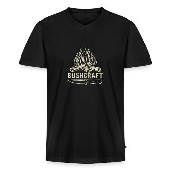 Bushcraft - Männer Premium Bio T-Shirt mit V-Ausschnitt - Schwarz - Vorne - Nico (187cm)