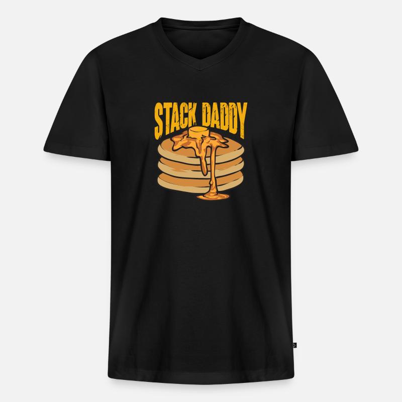 Pancake Frühstück Pfannkuchen - Männer Premium Bio T-Shirt mit V-Ausschnitt - Schwarz