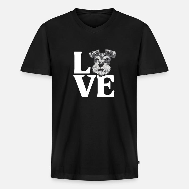 Zwergschnauzer Hund Schnauzer - Männer Premium Bio T-Shirt mit V-Ausschnitt - Schwarz