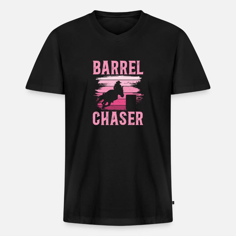 Rodeo Barrel Racing Pferd - Männer Premium Bio T-Shirt mit V-Ausschnitt - Schwarz
