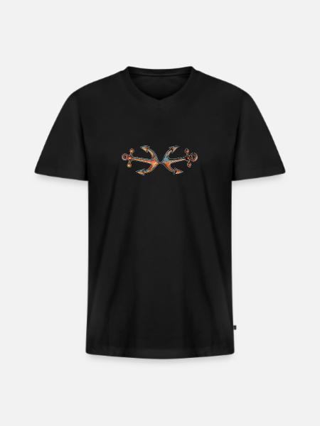 SHIP ANCHOR - Men's Premium Organic T-shirt with V-neck - black