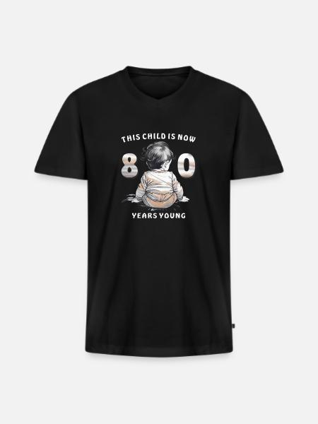 Child 80th Birthday - Men's Premium Organic T-shirt with V-neck - black