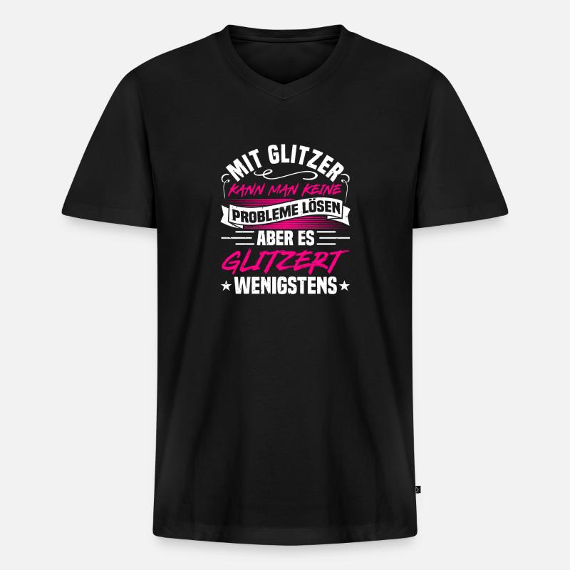 Sarcasm, Glitter & Problems Sarcastic Saying - Men's Premium Organic T-shirt with V-neck - black