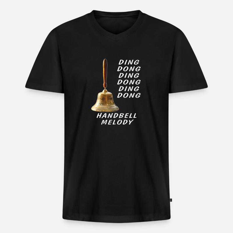 DING DONG HANDBELL MELODY - Männer Premium Bio T-Shirt mit V-Ausschnitt - Schwarz
