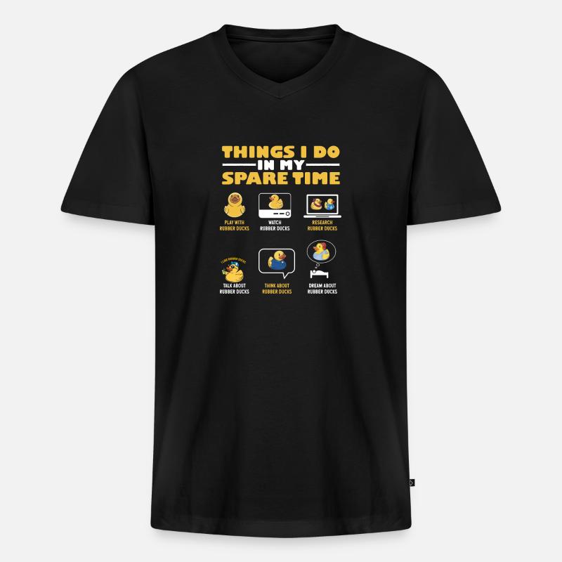 Quietscheentchen Quietscheente Gummiente - Männer Premium Bio T-Shirt mit V-Ausschnitt - Schwarz