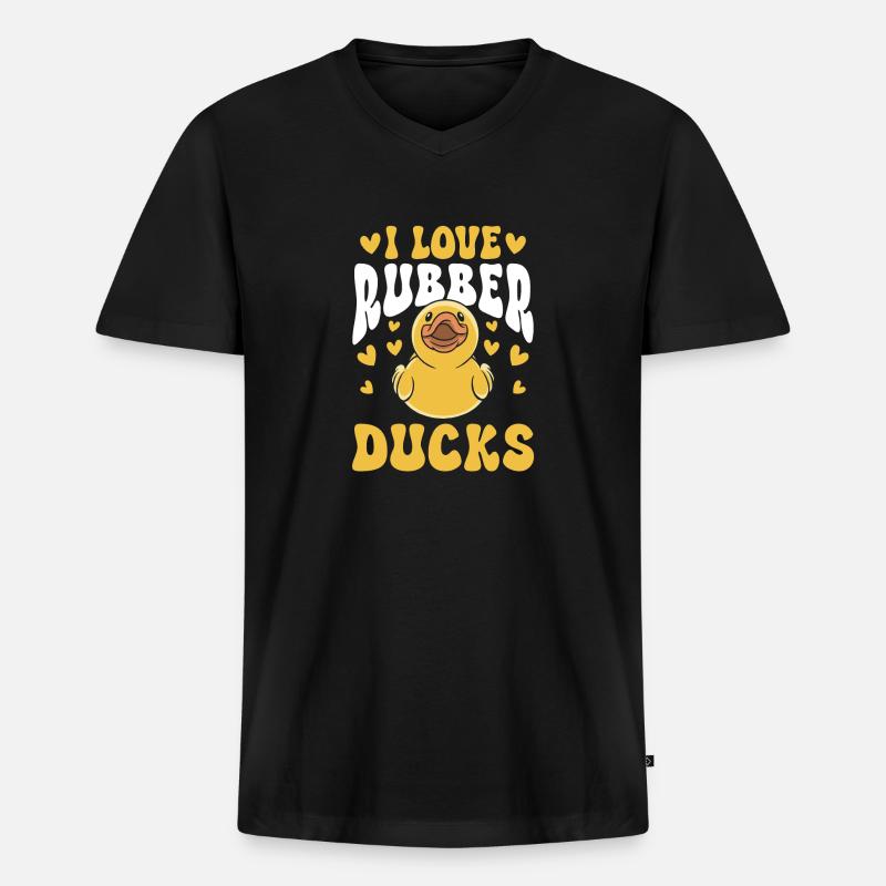 Quietscheentchen Quietscheente Gummiente - Männer Premium Bio T-Shirt mit V-Ausschnitt - Schwarz