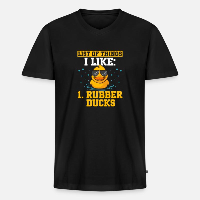 Quietscheentchen Quietscheente Gummiente - Männer Premium Bio T-Shirt mit V-Ausschnitt - Schwarz