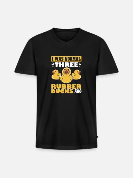 Quietscheentchen Quietscheente Gummiente - Männer Premium Bio T-Shirt mit V-Ausschnitt - Schwarz