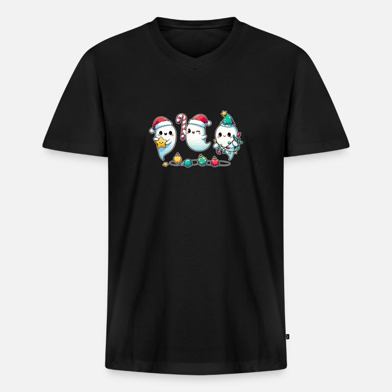 Ghosts for Christmas ghosts - Männer Premium Bio T-Shirt mit V-Ausschnitt - Schwarz