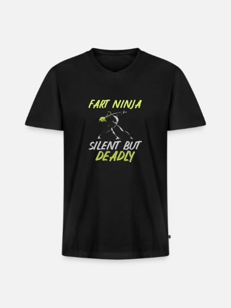 fart farting farting farting - Men's Premium Organic T-shirt with V-neck - black