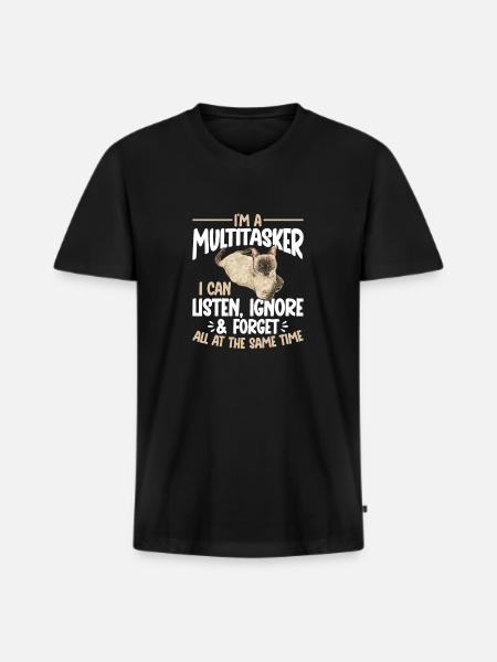 Siamkatze Katze Siamese - Männer Premium Bio T-Shirt mit V-Ausschnitt - Schwarz