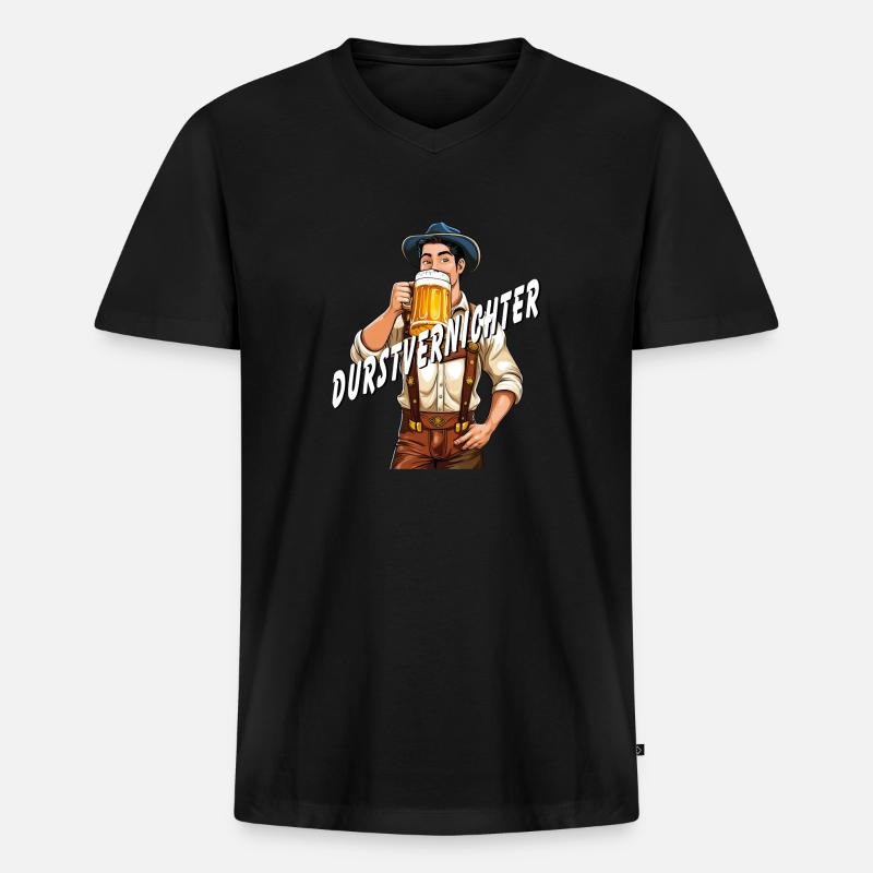 MANN Bier - Männer Premium Bio T-Shirt mit V-Ausschnitt - Schwarz