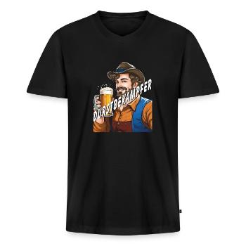 MAN BEER THIRST QUENCHER - Men's Premium Organic T-shirt with V-neck - black - Front - Nico (187cm)