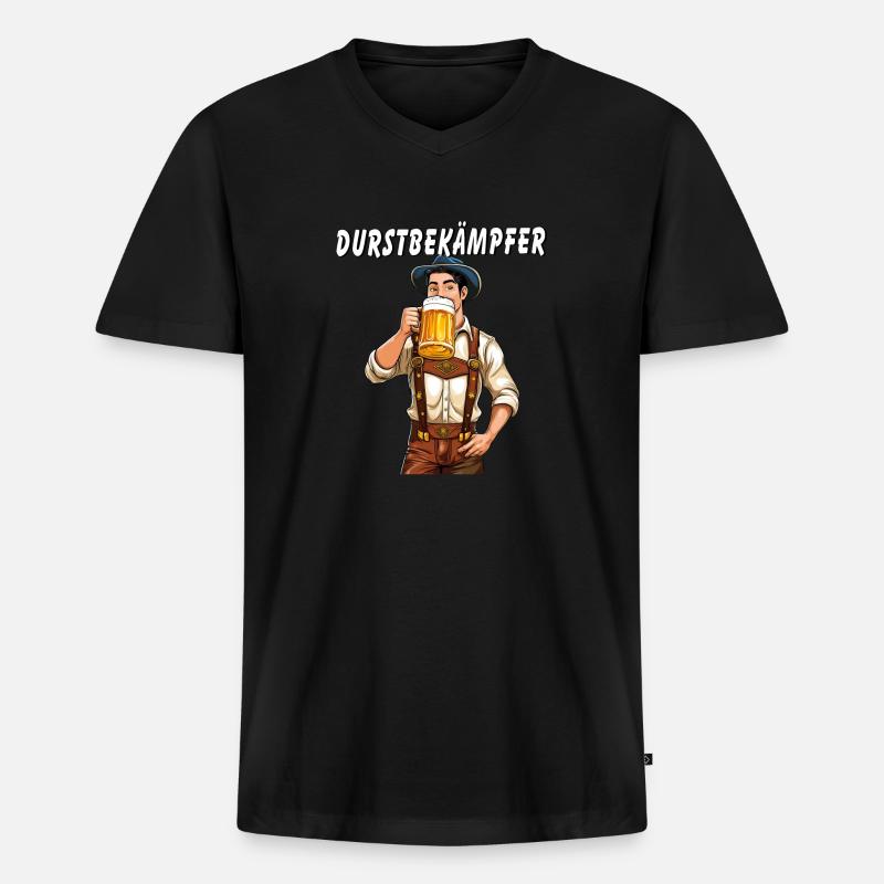 MANN Bier DURSTBEKÄMPFER - Männer Premium Bio T-Shirt mit V-Ausschnitt - Schwarz