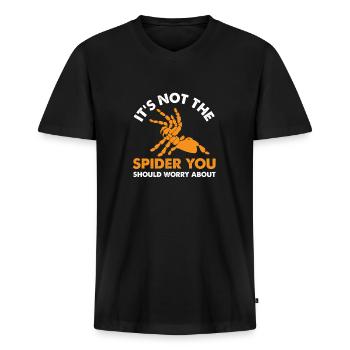 it s not the spider you should worry about Design - Männer Premium Bio T-Shirt mit V-Ausschnitt - Schwarz - Vorne - Nico (187cm)