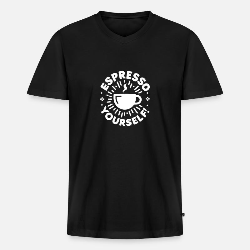 Espresso selber machen! - Männer Premium Bio T-Shirt mit V-Ausschnitt - Schwarz