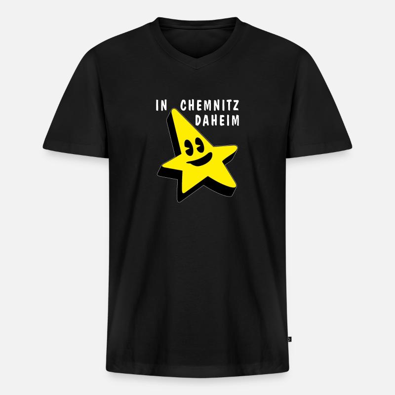 IN CHEMNITZ DAHEIM - Männer Premium Bio T-Shirt mit V-Ausschnitt - Schwarz