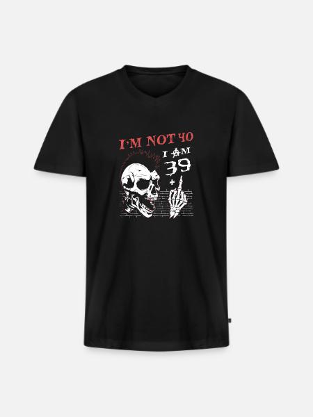 Ho 39 anni e più il dito medio - 40° compleanno - Maglietta ecologica premium da uomo con scollo a V - nero