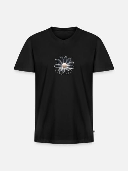 Glücksblume Happiness Flower - Men's Premium Organic T-shirt with V-neck - black