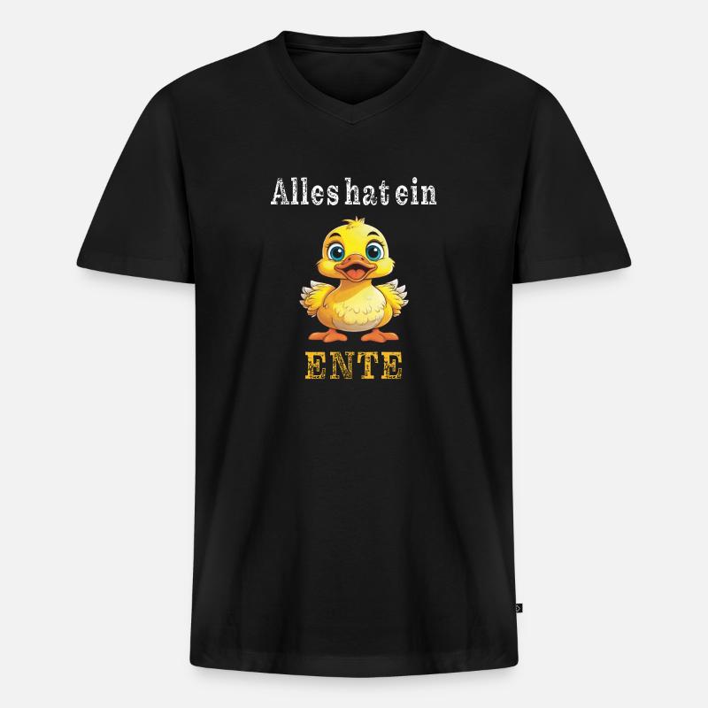 Alles hat ein Ente - Männer Premium Bio T-Shirt mit V-Ausschnitt - Schwarz