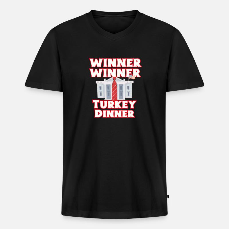  Gewinner thanksgiving dinner - Männer Premium Bio T-Shirt mit V-Ausschnitt - Schwarz