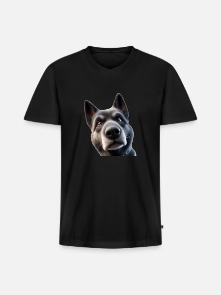 Dog Head 2 - Men's Premium Organic T-shirt with V-neck - black