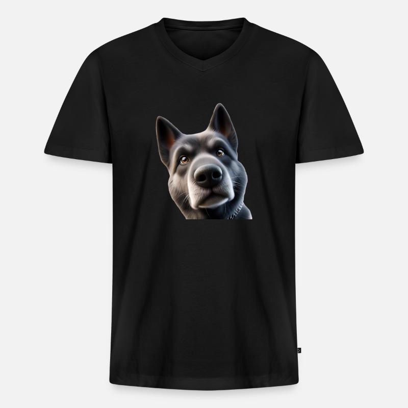 Hund Kopf 2 - Männer Premium Bio T-Shirt mit V-Ausschnitt - Schwarz