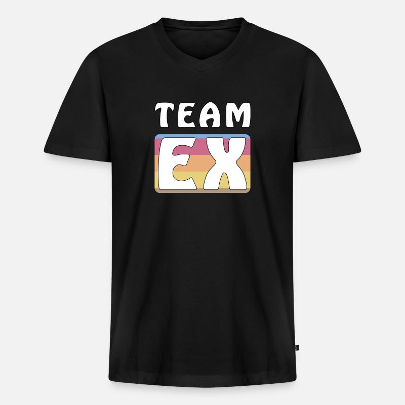 TEAM EX - Männer Premium Bio T-Shirt mit V-Ausschnitt - Schwarz