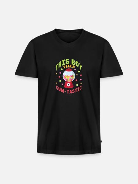 This boy feels gumtastic Design - Men's Premium Organic T-shirt with V-neck - black